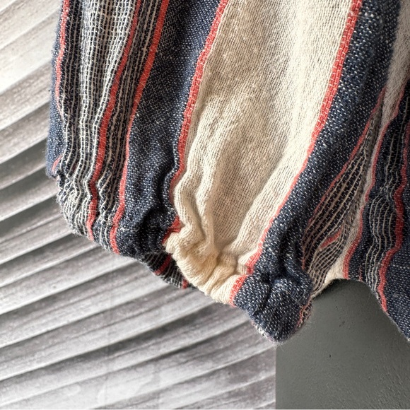 Anthropologie Cloth & Stone Top M Striped Denim Nubby Cotton Button Front - Picture 10 of 14